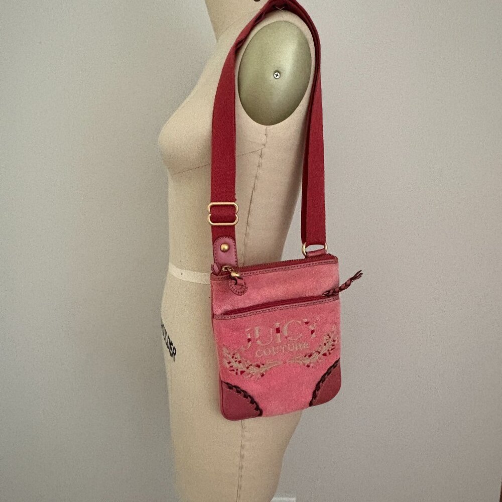 Vintage Juicy Couture Purse Crossbody Bag Terry Cloth Pink Barbiecore Y2K